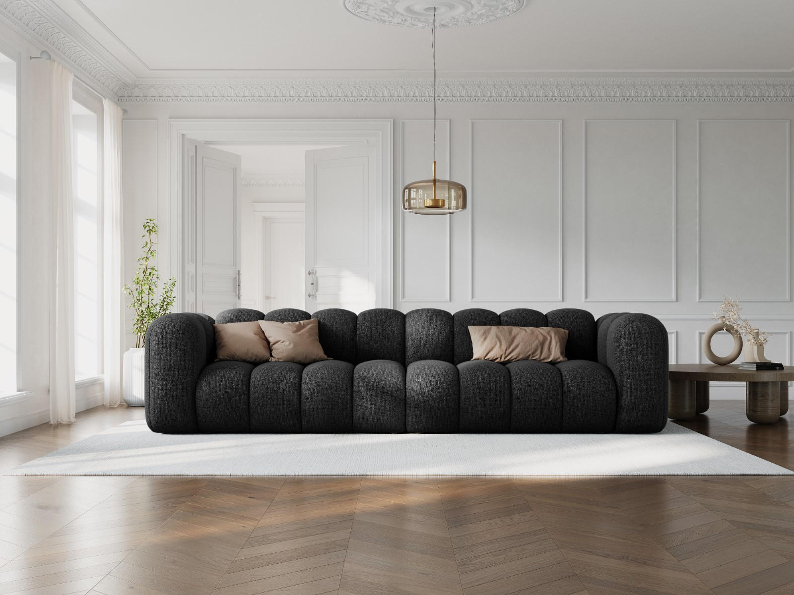 Thumbnail - Micadoni Sofa, Schwarz, Textil, 4-Sitzer, 95x70x290 cm, Hergestellt in Europa, Oeko-Tex®, Wohnzimmer, Sofas & Couches, S...