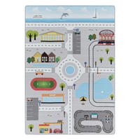 TEPPICH Kinder Flachgewebe Spielstraße Polyamid Antirutsch Kinderzimmer Grau Rechteckig 100x150 - Grau, Textil (100/150cm) - KADIMA DESIGN