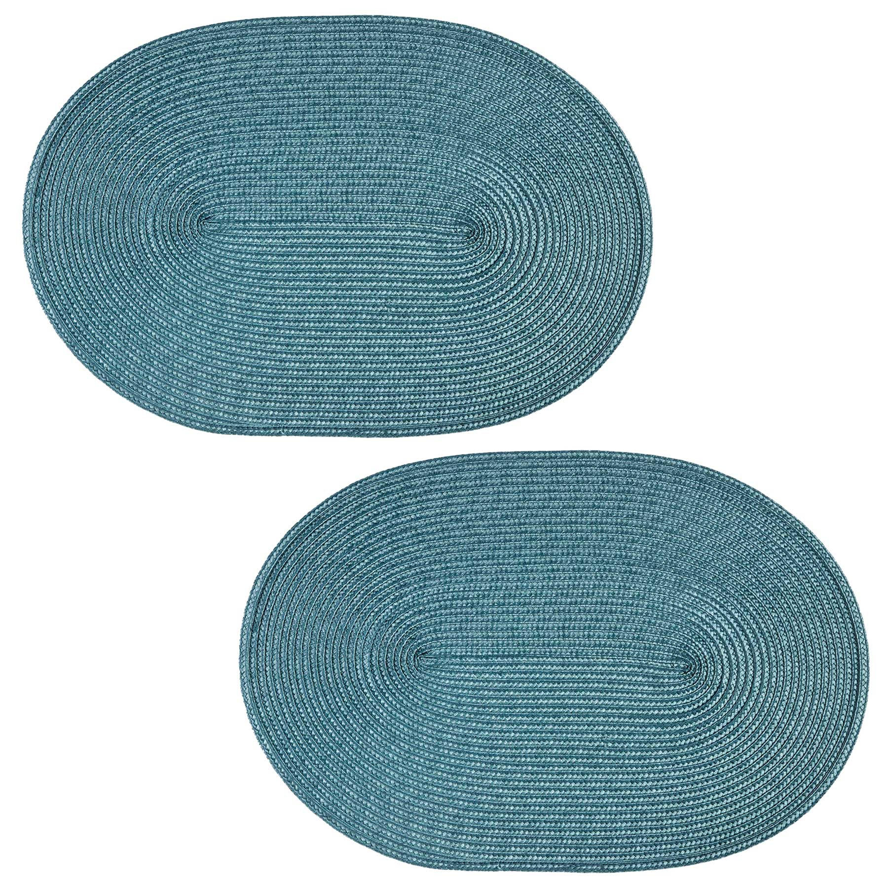 PLATZSET 2er Set Polypro Petrol oval 45x30 cm Tischset - Petrol, Kunststoff (30/45cm) - TiborTex
