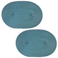 PLATZSET 2er Set Polypro Petrol oval 45x30 cm Tischset - Petrol, Kunststoff (30/45cm) - TiborTex