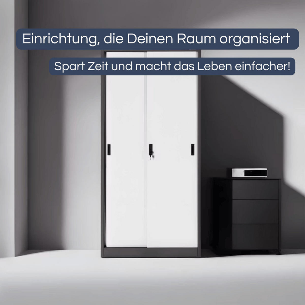 AKTENSCHRANK abschließbar ROLF mit Schiebetüren 185x90x40cm Anthrazit-Weiß - Anthrazit, Metall (90/185/40cm) - DELUKE