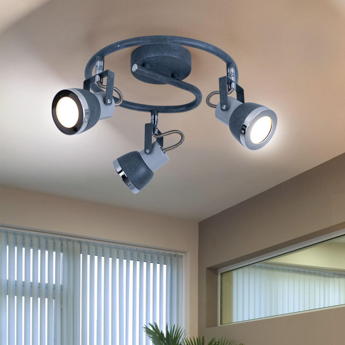 LED DECKENLEUCHTE Spotleuchte Metall Steingrau - Grau, Metall (25.5/25.5/16cm) - Globo Lighting