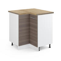 ECKUNTERSCHRANK R-Line Edelgrau 75.6 cm , AP Eiche - Weiß/Grau, Holzwerkstoff (75.6/81.6/60cm) - Vicco