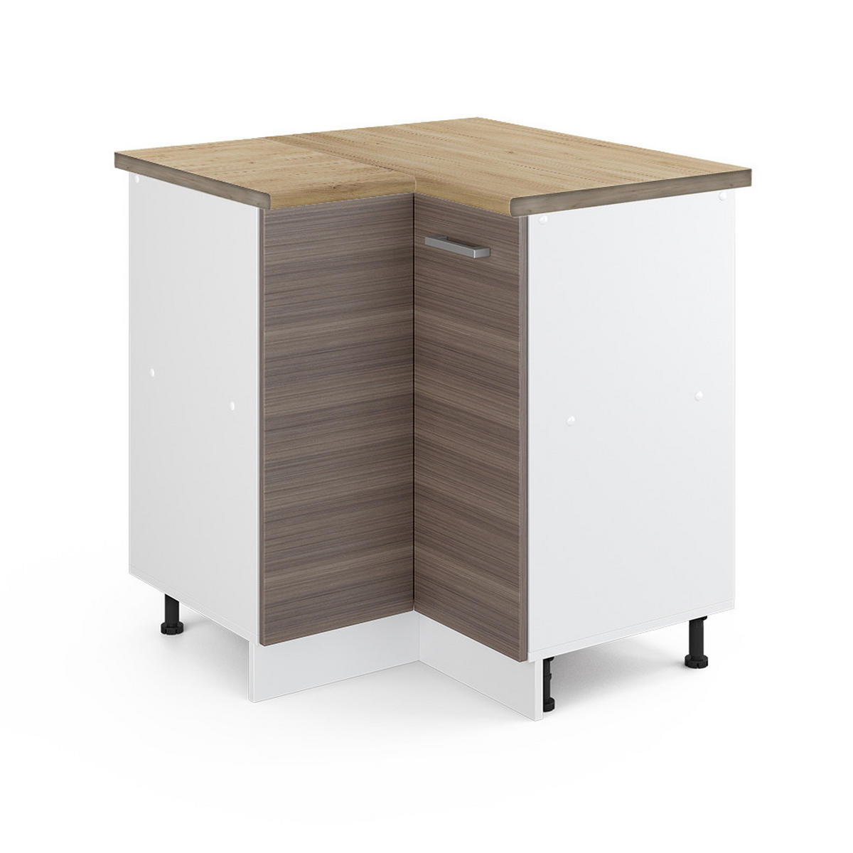 ECKUNTERSCHRANK R-Line Grau 75.6 cm, AP Eiche - Weiß/Braun, Holzwerkstoff (75.6/81.6/60cm) - Vicco