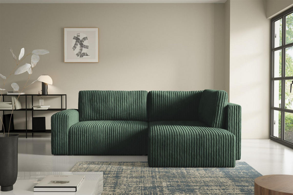 ECKSOFA Natalia Xl - Grün, Holzwerkstoff/Textil (245/182cm) - Fun Möbel