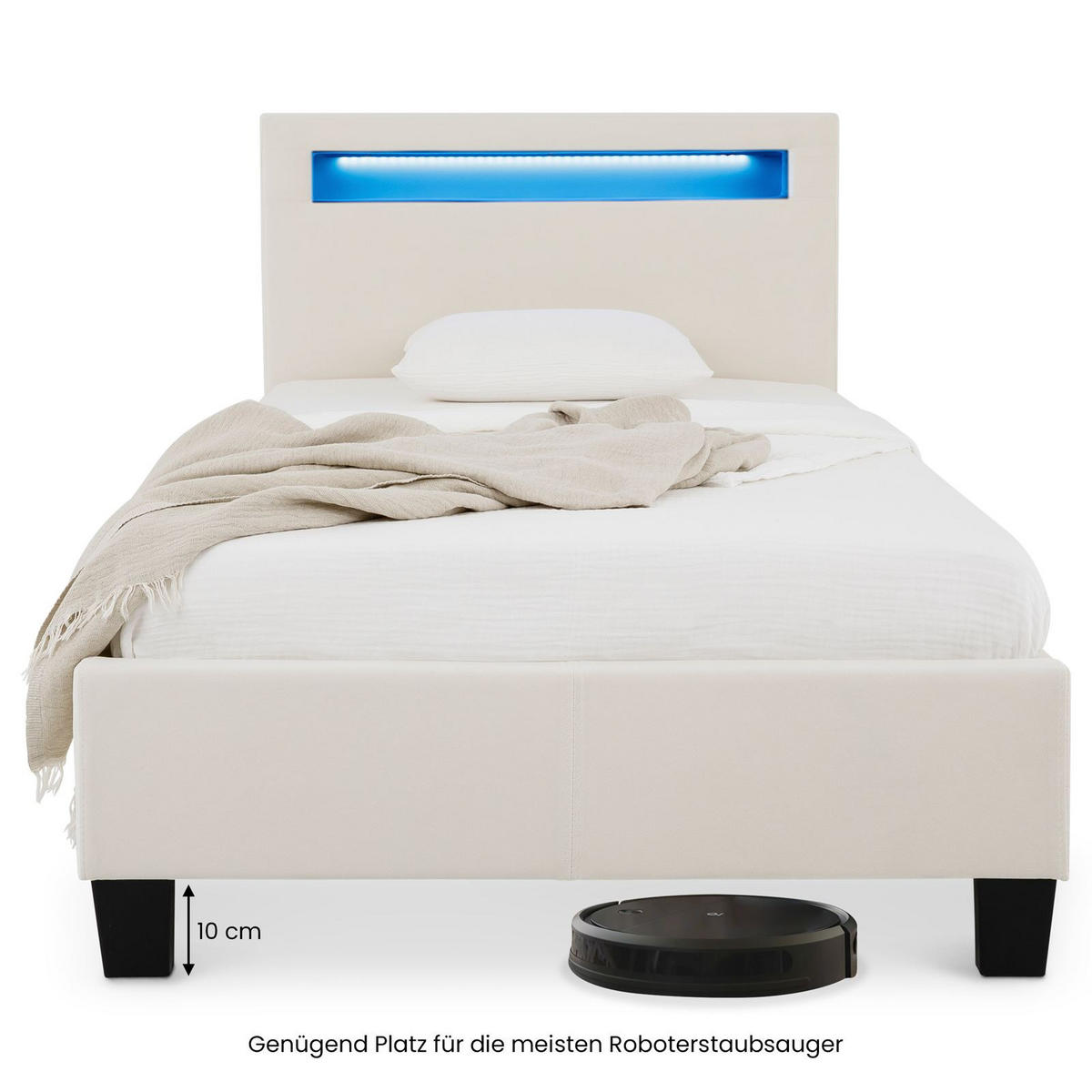 POLSTERBETT BAGO 90X200 CM - Creme, Textil (90/200cm) - IDIMEX