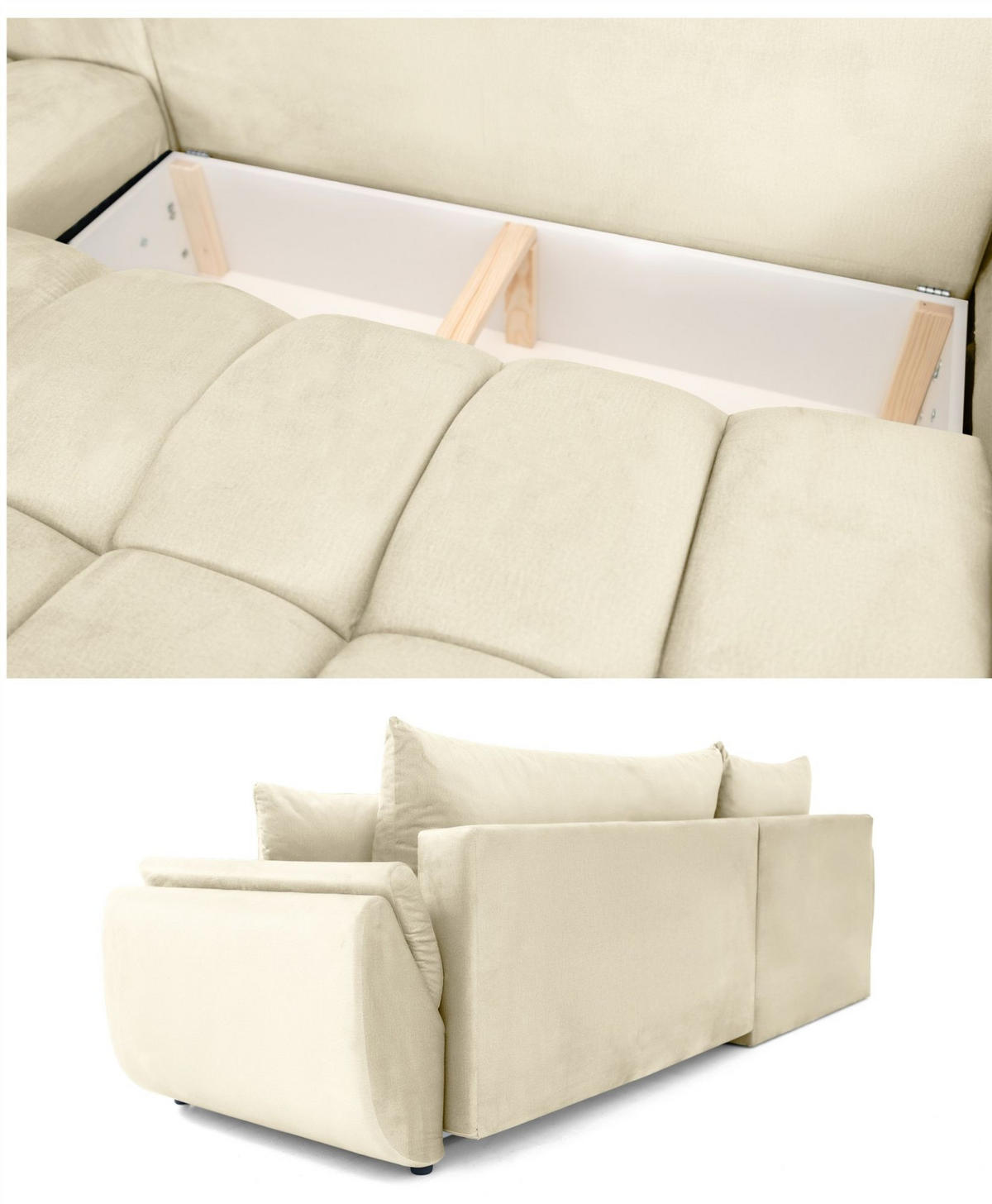 ECKSOFA Collin Mit Schlaffunktion - Beige, Holzwerkstoff/Textil (280/185cm) - Fun Möbel