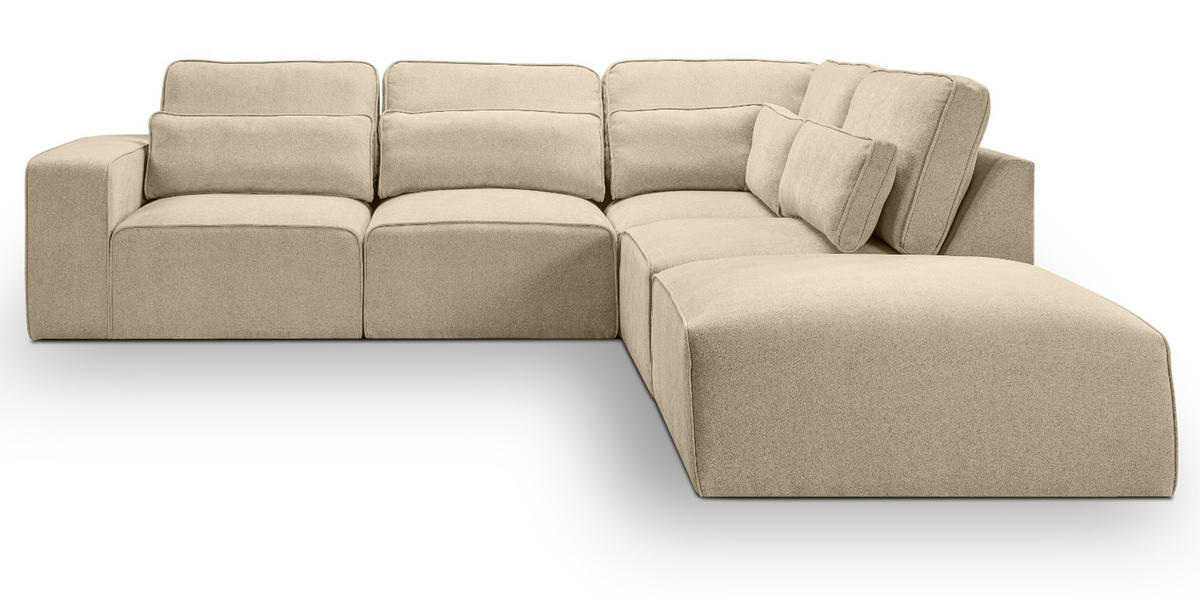 ECKSOFA beige Webstoff, Sofa 305 x 281 cm, L-Sofa rechts - Beige, Holz/Textil (305/281cm) - Inn.Furn