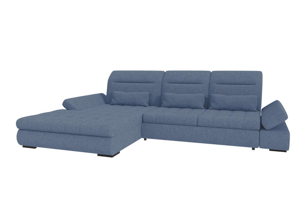 ECKSOFA Toscana Plus Strukturstoff inkl. Schlaffunktion - Blau, Textil (179/300cm) - 99rooms
