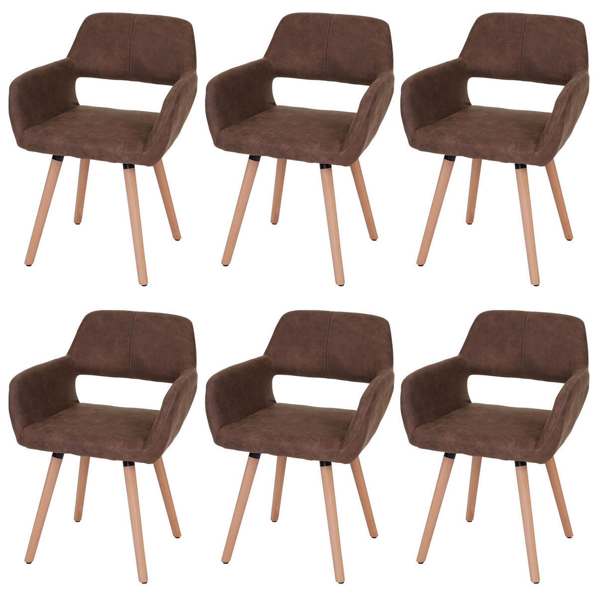 ESSZIMMERSTUHL Kastanienbraun 6er-Set - Rotbraun, Holz (56/78/57cm) - MCW