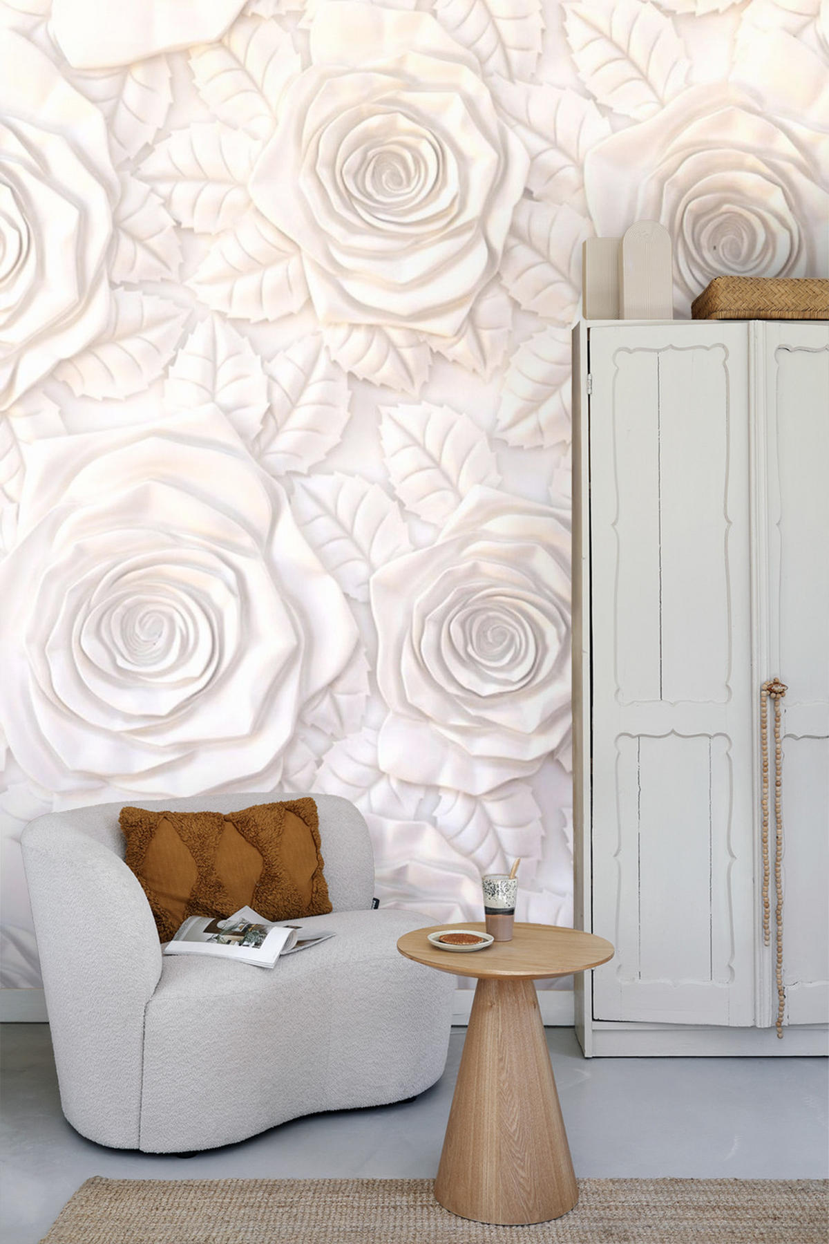 FOTOTAPETE Blumen in 3D-Optik 375 x 270 cm - Weiß, Papier (375/270cm) - Sanders & Sanders