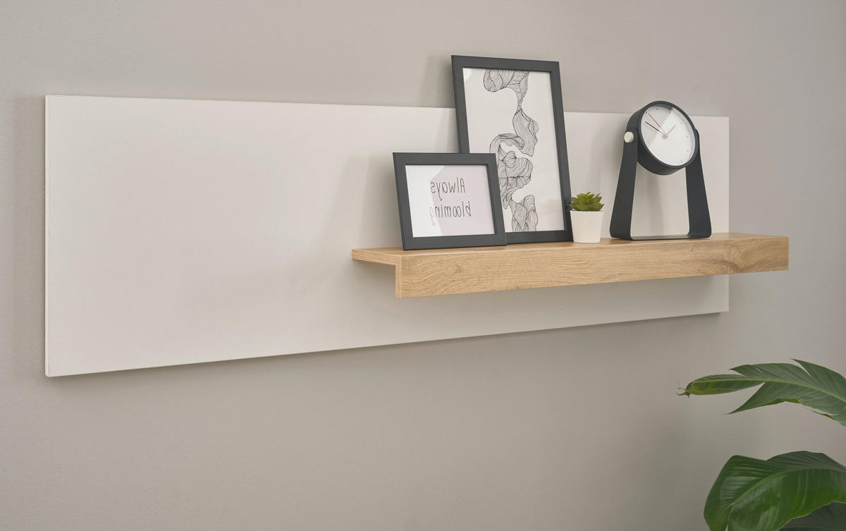 AKTENREGAL weiß matt, Eiche Wotan 140 cm, Wandregal für Homeoffice und Büro - Eiche Wotan/Weiß, Holzwerkstoff (140/40/17cm) - Furn.Design