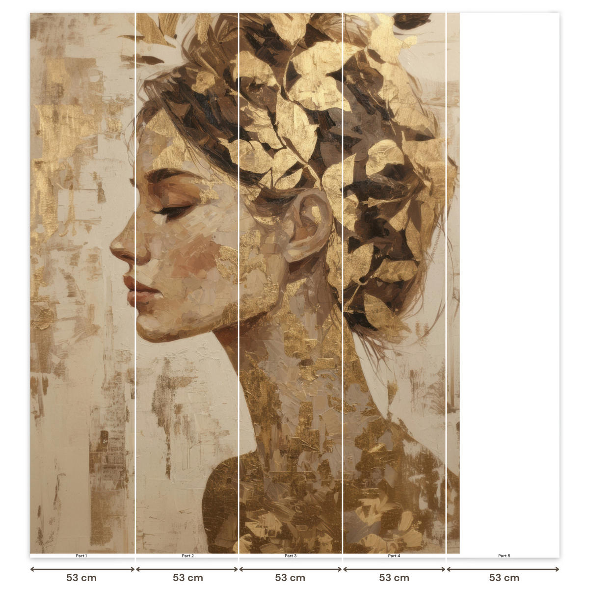 TAPETE - Frau - Gold - Abstrakt - Textur - 220x280 cm - Goldfarben, Papier (220/280cm) - OnlyWow