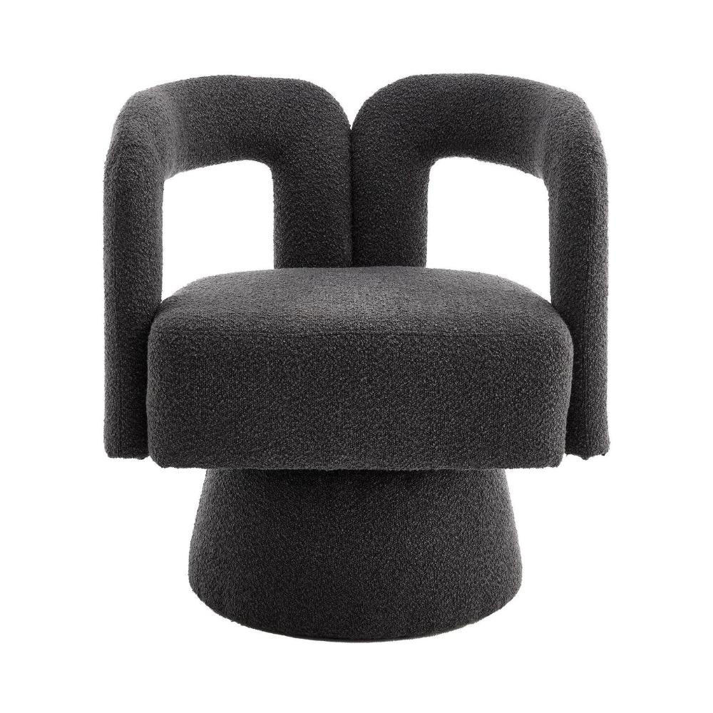 DREHSTUHL 360°Drehsessel Loungesessel mit Polsterung,Boucle,Dunkelgrau - Dunkelgrau, Textil (67/74/55cm) - LVHOM