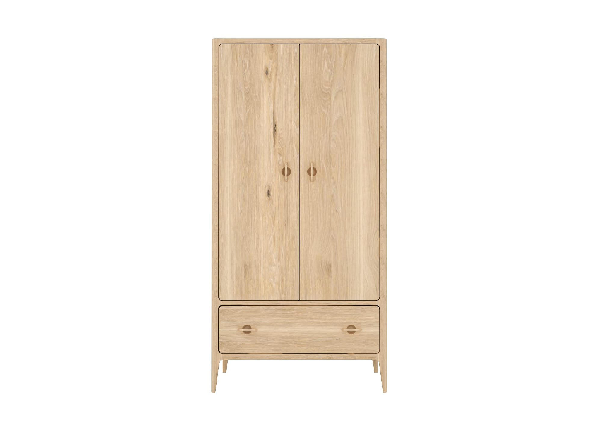 KLEIDERSCHRANK Elin, Natur Massiveiche - Beige, Holz (60/195/96cm) - WOODEK