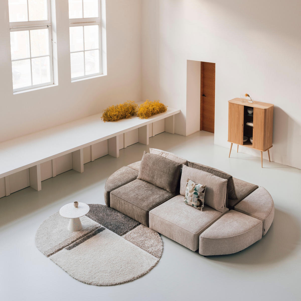 SOFA ELEMENT Hunter Rund Ecken Links Sand/ Beige - Beige, Textil (60/38/100cm) - Zuiver
