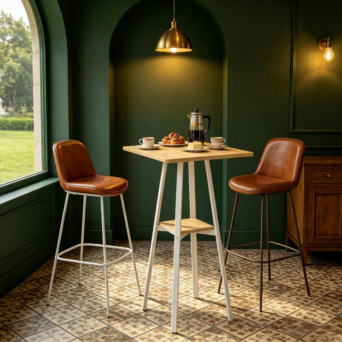 BARTISCH 55/55/95 cm mit Ablagefach DE-39953 Natur+Weiß - Eichefarben, Holzwerkstoff (55/55/95cm) - ComfortXL