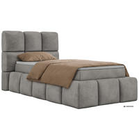 BOXBETT NIRA 90/200 - Hellgrau Velvet - Topper T25 - H4 - Hellgrau/Schwarz, Kunststoff/Textil (90/200cm) - MKS
