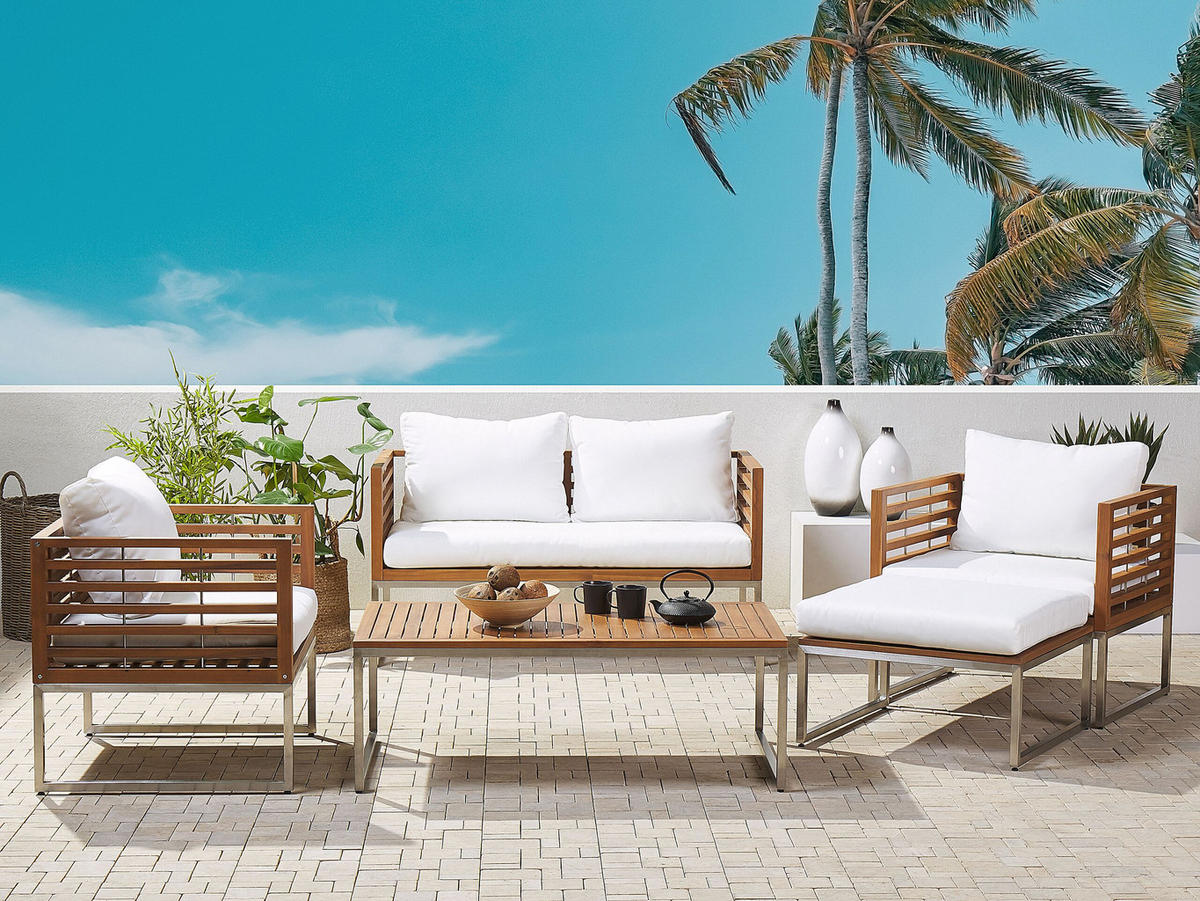 LOUNGE-SET 4-sitzer Akazienholz Hellbraun Bermuda - Hellbraun, Holz - Beliani