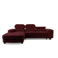 ECKSOFA LOVE L Links mit Schlaffunktion 124x210 Chenille Bordeaux - Bordeaux/Schwarz, Holz/Textil (284/205cm) - Muffo