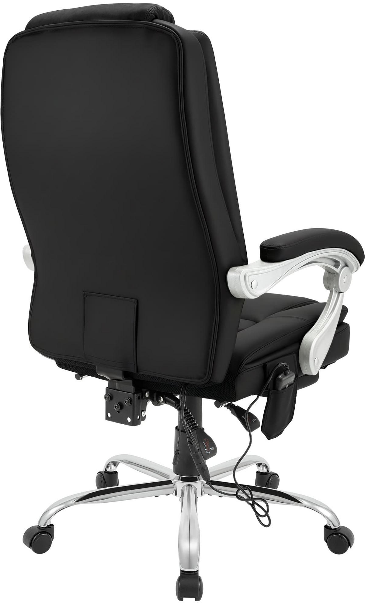 CHEFSESSEL Lederlook Schwarz - Chromfarben/Schwarz, Textil/Metall (67/110/70cm) - CLP