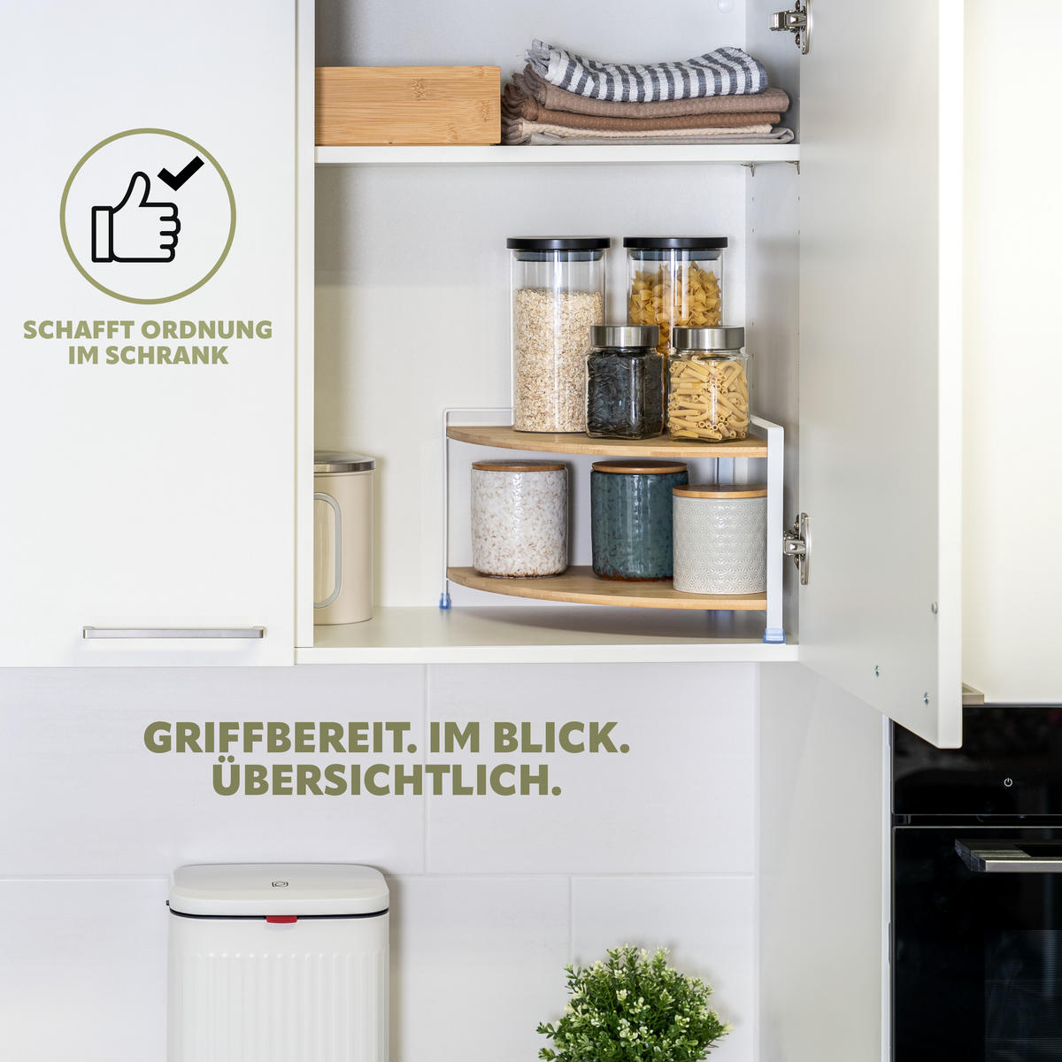 GEWÜRZ-ECKREGAL Bambus/Metall weiß - Weiß, Holz (30/21/30cm) - eluno