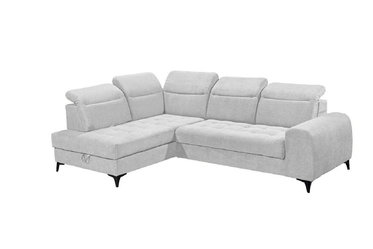 ECKSOFA mit elektrischer Sitztiefenverstellung - Hellgrau, Kunststoff/Textil (282/200cm) - ed exciting design