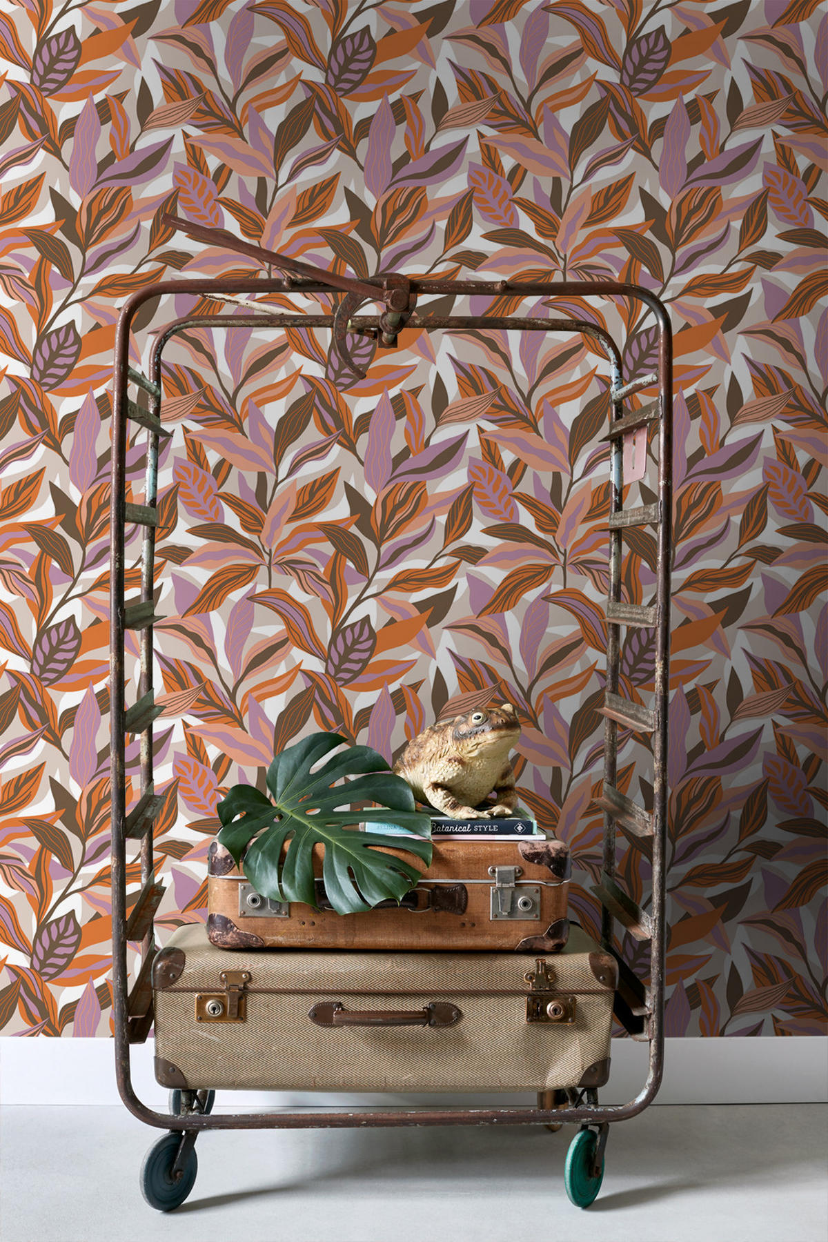 TAPETE tropische Blätter 50 x 900 cm - Orange, Papier (50/900cm) - ESTAhome