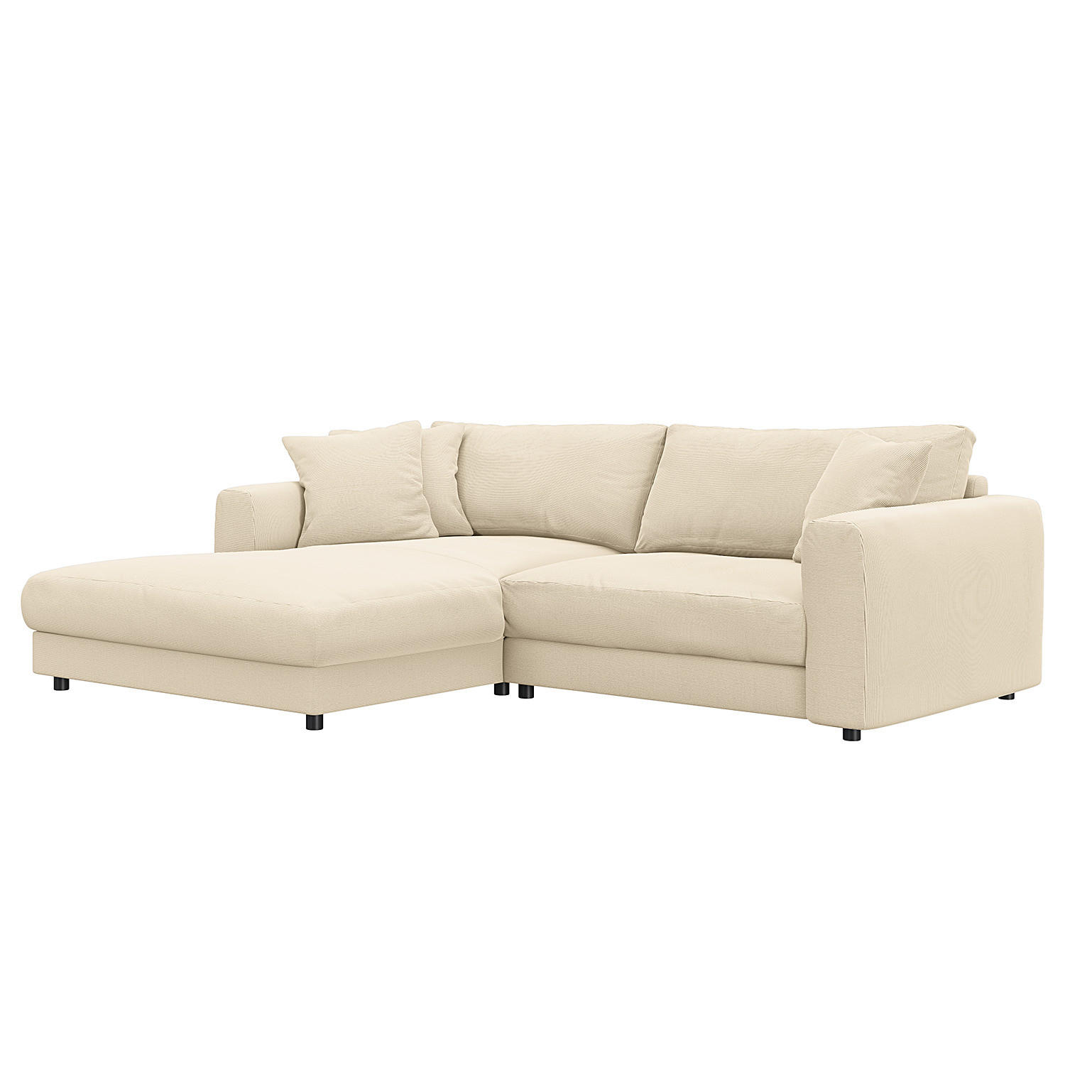 ECKSOFA mit Longchair - Beige/Schwarz, Holz/Kunststoff (238/183cm) - home24