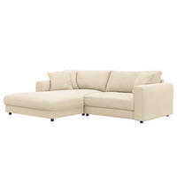 ECKSOFA mit Longchair - Beige/Schwarz, Holz/Kunststoff (238/183cm) - home24