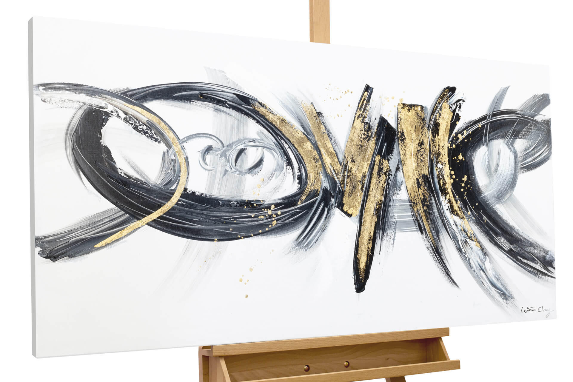 ACRYLBILD HANDGEMALT 120/60 cm - Schwarz/Grau, Holz/Textil (120/60cm) - KUNSTLOFT