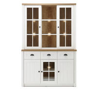 BUFFETSCHRANK weiß Pinie, Eiche hell Landhaus, Buffet 130 x 198 cm - Eichefarben/Schwarz, Holzwerkstoff/Metall (130/198/43cm) - Furn.Design