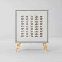 SIDEBOARD HARMONY ESSENCE, Grau, 57,5x42x75,5 cm, Goldfarbene Metallfüße - Goldfarben/Multicolor, Holzwerkstoff/Metall (57.5/75.5/42cm) - SpaceRebels