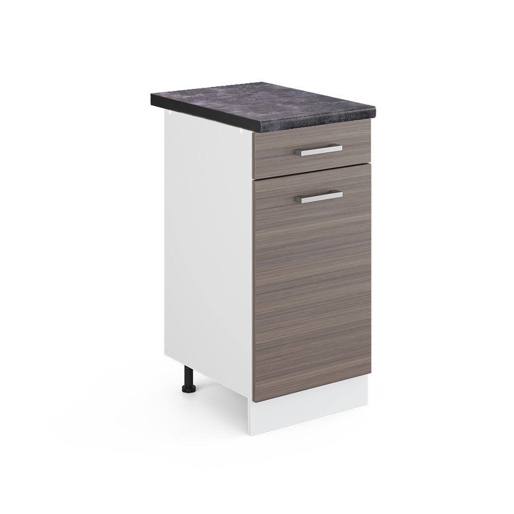 KÜCHENUNTERSCHRANK R-Line Grau 40 cm, AP Anthrazit - Weiß/Braun, Holzwerkstoff (40/81.6/60cm) - Vicco