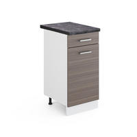 KÜCHENUNTERSCHRANK R-Line Grau 40 cm, AP Anthrazit - Weiß/Braun, Holzwerkstoff (40/81.6/60cm) - Vicco