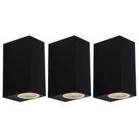 LED AUSSEN-WANDLEUCHTE Schwarz Metall 3er Set - Schwarz, Metall (6.8/15/9.2cm)