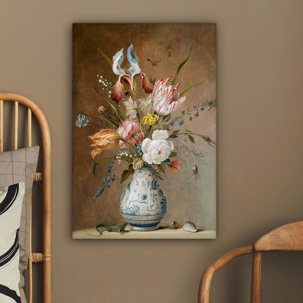 LEINWANDBILD Alte Meister - Blumen - Balthasar van der Ast 40x60 cm - Hellbraun, Textil (40/60cm) - MuchoWow