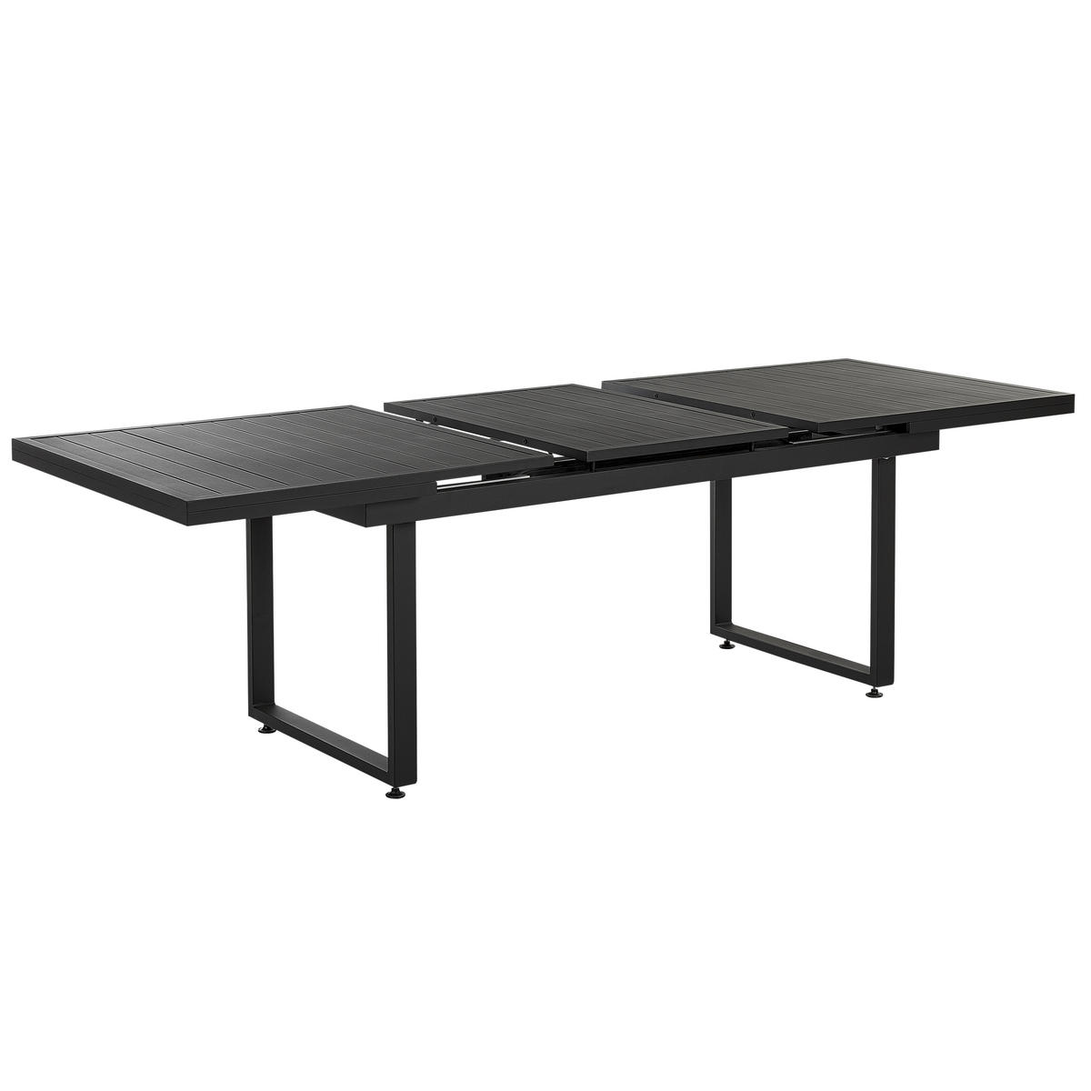 GARTENTISCH 180-240/90 cm Metall Schwarz Valcanetto - Schwarz, Metall (180/90/84cm) - Beliani