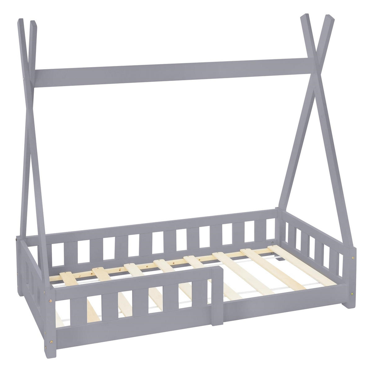 KINDERBETT Tipi 70x140 cm Hellgrau - Hellgrau, Holz (70/140cm) - ML-DESIGN