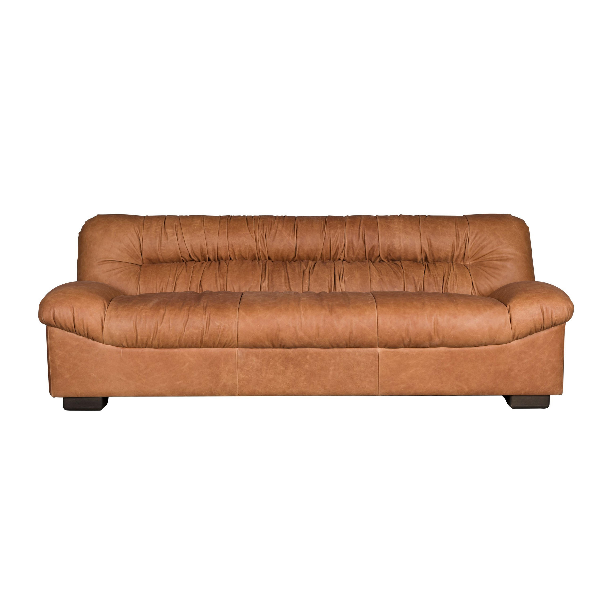 SOFA 3-SITZER Douglas Leder Cognac/ Braun - Pastellblau/Braun, Leder (214/78/102.5cm) - Dutchbone