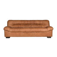 SOFA 3-SITZER Douglas Leder Cognac/ Braun - Pastellblau/Braun, Leder (214/78/102.5cm) - Dutchbone