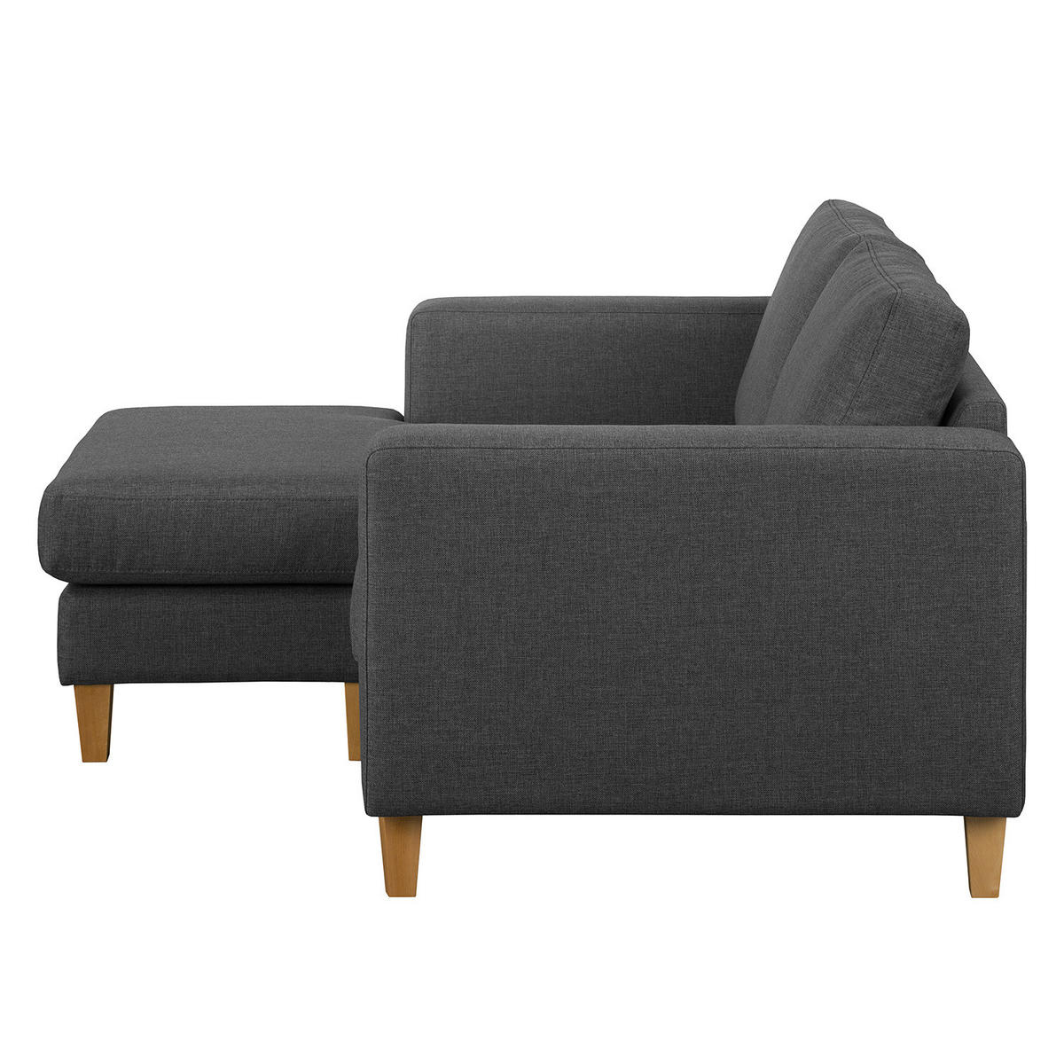 ECKSOFA 1-SITZER mit Longchair - Dunkelgrau, Holz/Buchenholz (154/140cm) - home24