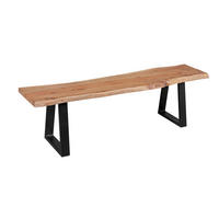 ESSZIMMERBANK Akazienholz Metall schwarze Füße, Beige 160x40x45 cm - Beige/Schwarz, Holz/Metall (160/45/40cm) - KADIMA DESIGN