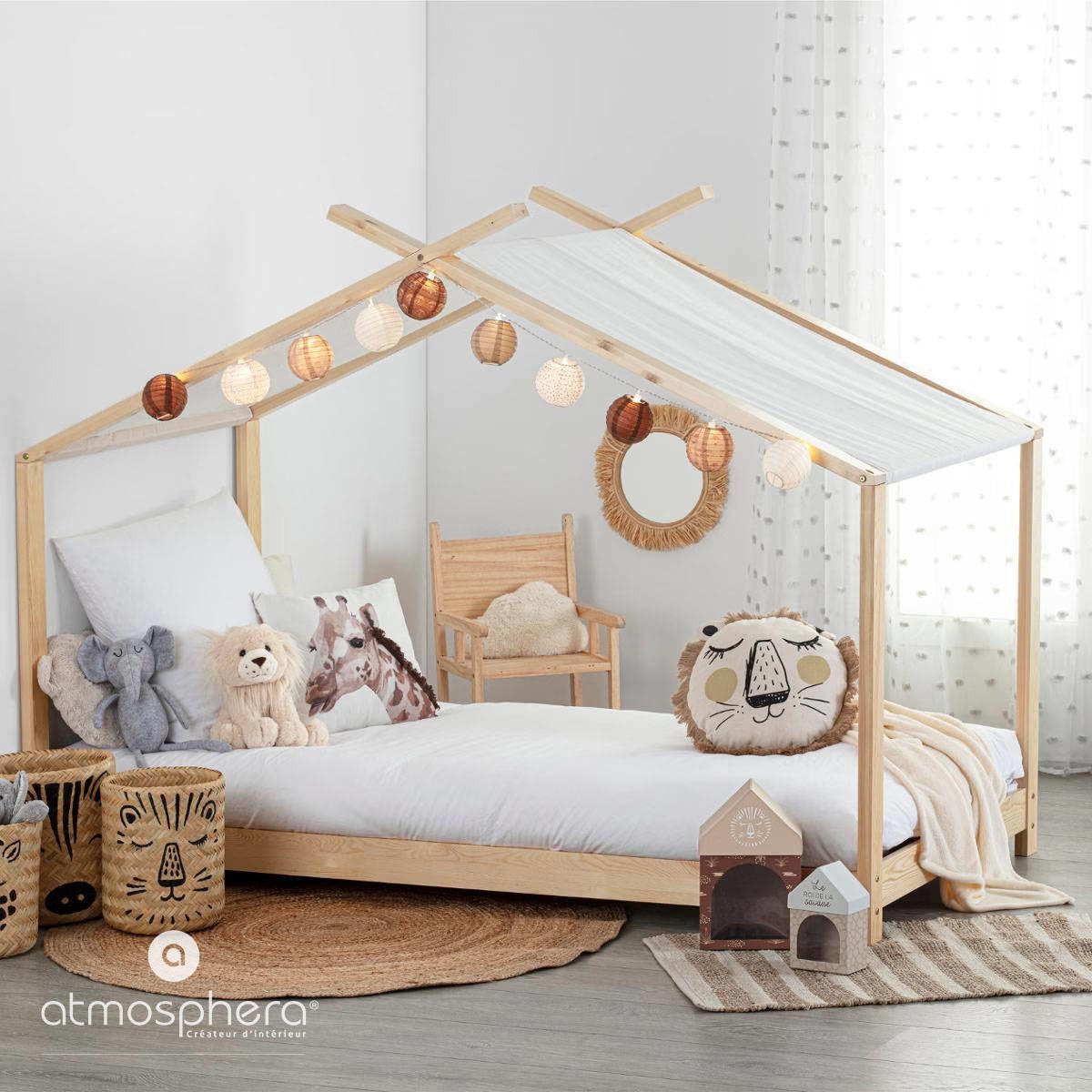 ZIERKISSEN Löwe Ø 44 cm - Beige, Naturmaterialien (44/44cm) - Atmosphera for kids