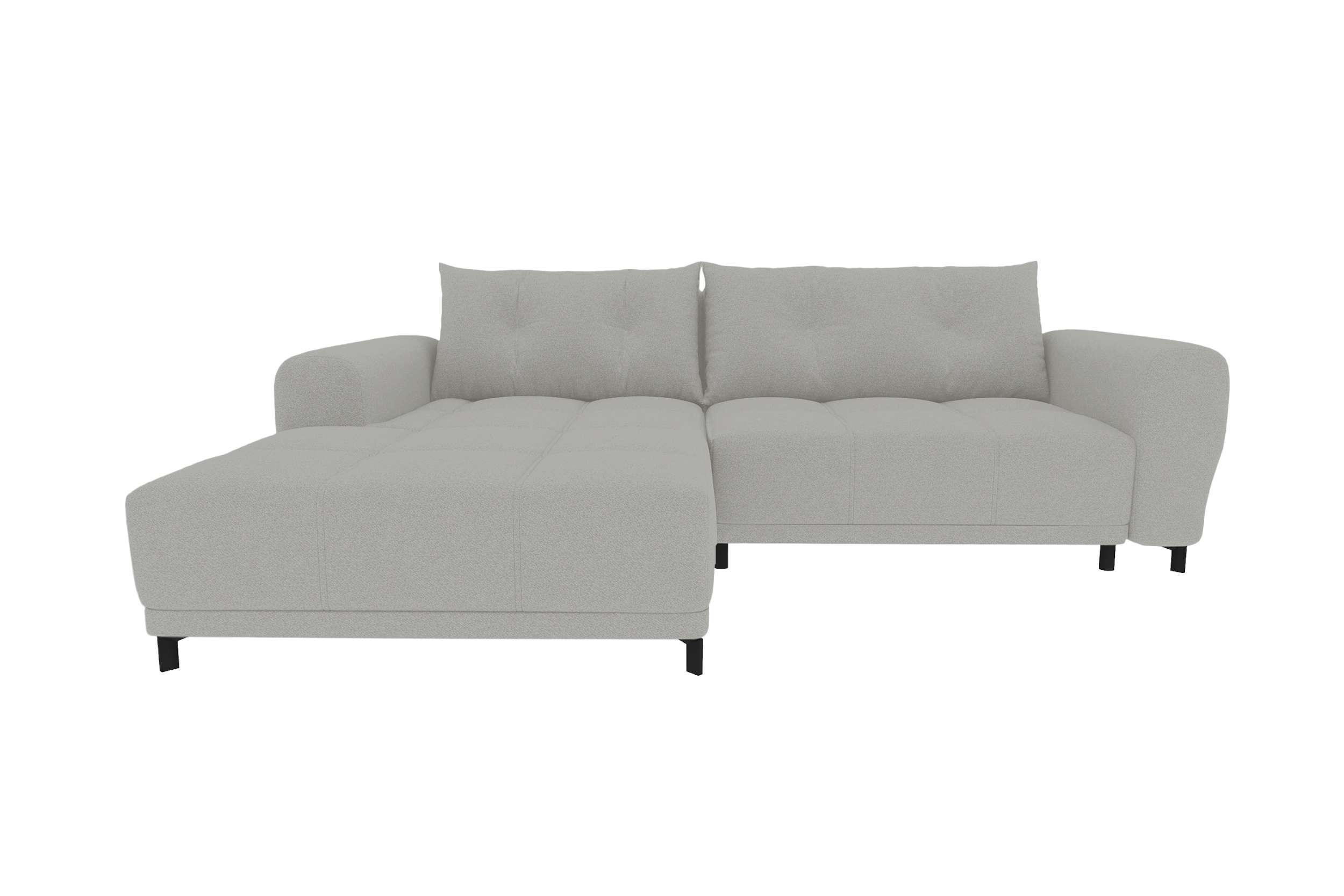 ECKSOFA Massimo Strukturstoff Hellgrau inkl. Schlaffunktion Links - Hellgrau/Schwarz, Textil/Metall (246/177cm) - 99rooms