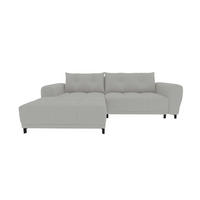ECKSOFA Massimo Strukturstoff Hellgrau inkl. Schlaffunktion Links - Hellgrau/Schwarz, Textil/Metall (246/177cm) - 99rooms