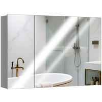 SPIEGELSCHRANK mit 3 Spiegeltüren und verstellbaren Einlegeböden , 90 x 15 x 60 cm - Grau, Glas (90/60/15cm) - Vallsero