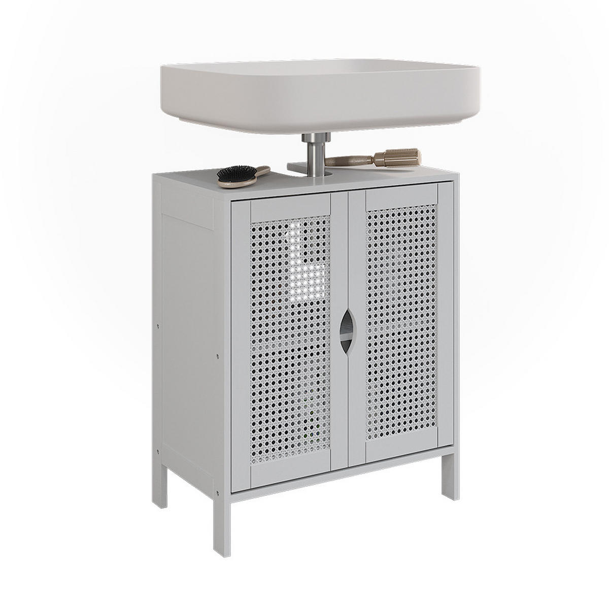 WASCHBECKENUNTERSCHRANK Liora Weiß 48 x 60 cm mit 2 Türen - Weiß, Holzwerkstoff (48/60/29cm) - Vicco