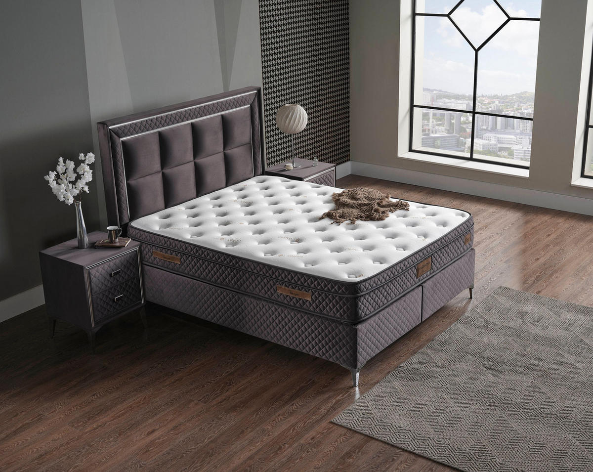 POLSTERBETT-SET Harmony 150x200 Anthrazit - Bett inkl. Matratze - Anthrazit, Metall (150/200cm) - Villa Möbel