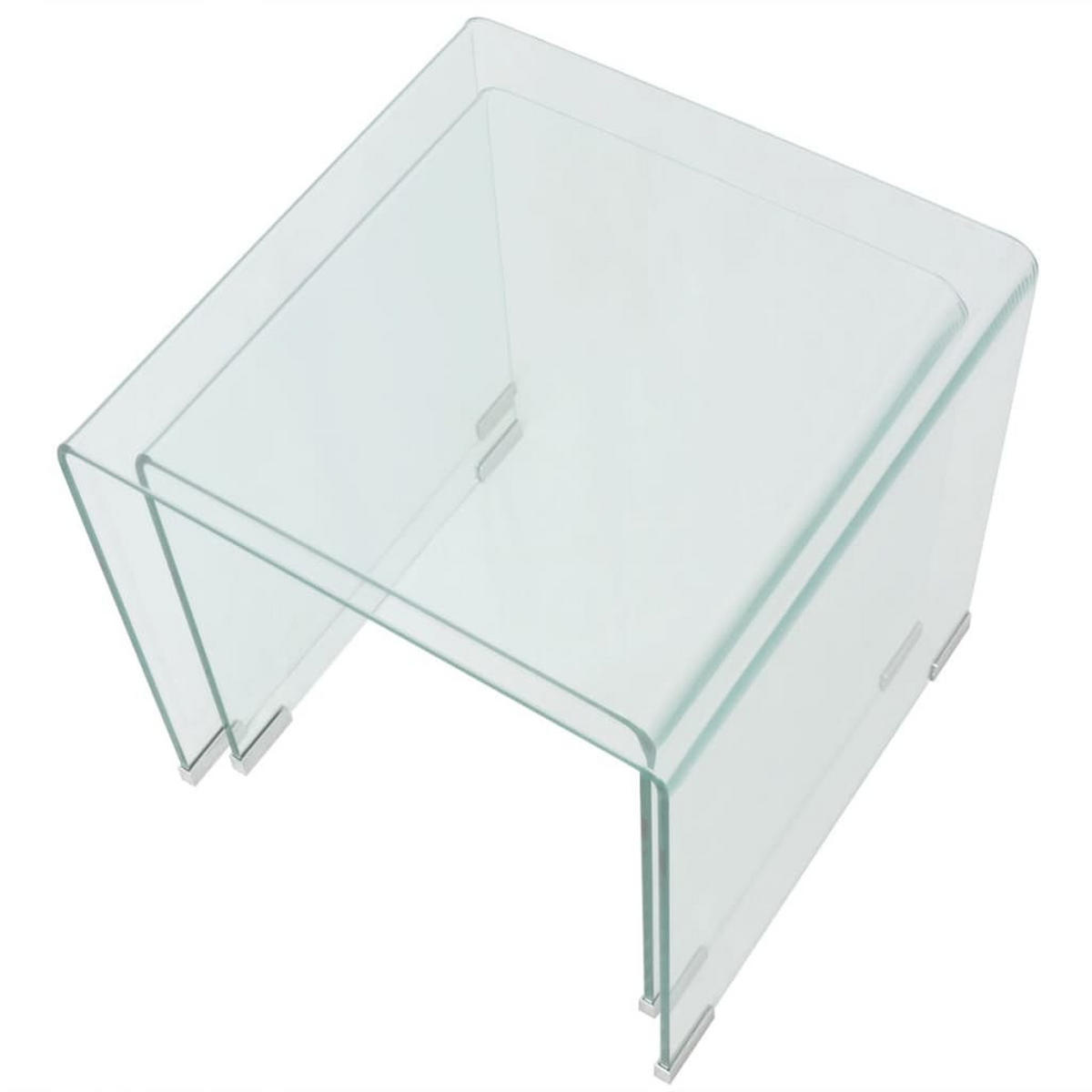 COUCHTISCHSET 36-42/36-42/38,5-41,5 cm 2-tlg. aus Gehärtetem Glas Transparent U-Form - Transparent, Glas (42/42/41.5cm) - vidaXL